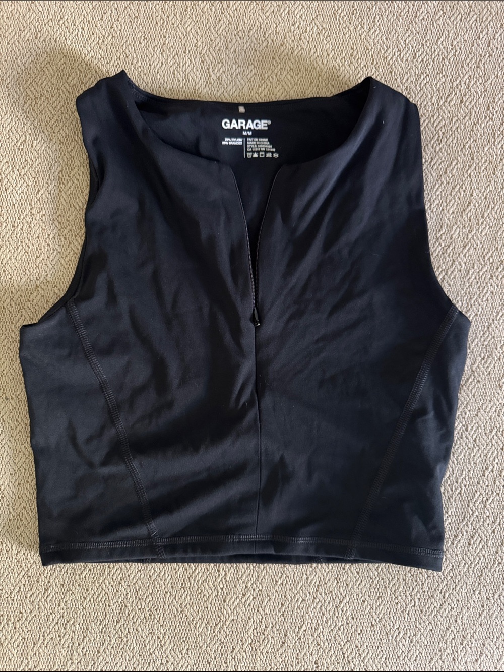 Garage Black Zip-up Crop Top - M